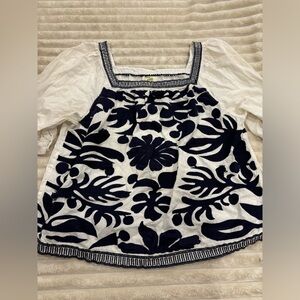 Anthropologie by Maeve, size 10W, white and navy blue top